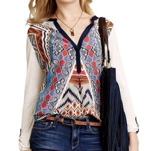 Anthropologie  Tiny brand Aztec Blouse Multicolor Patterned Women's Top small